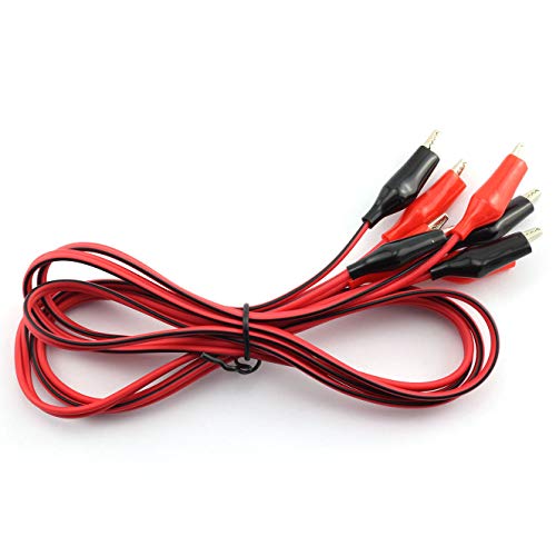 RuiLing 2 Pairs 1m Double-Ended Alligator Clips Electrical DIY Test Leads Cable Crocodile Jumper Wire for Multimeter Measure Tool (Red + Black)