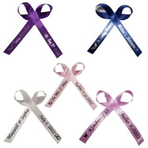 personalized ribbons for bridal shower wedding party favors or baby showers - custom made cut ribbon 50 100 assembled bows safety pins