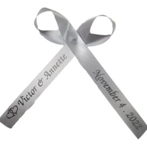 Personalized Ribbons for Bridal Shower Wedding Party Favors or Baby Showers - Custom Made Cut Ribbon 50 100 Assembled Bows Safety Pins