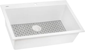 ruvati 30 x 20 inch drop-in topmount granite composite single bowl kitchen sink epigranite - arctic white - rvg1030wh
