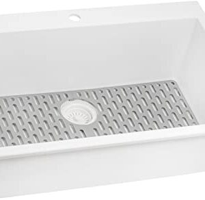 Ruvati 30 x 20 inch Drop-in Topmount Granite Composite Single Bowl Kitchen Sink epiGranite - Arctic White - RVG1030WH