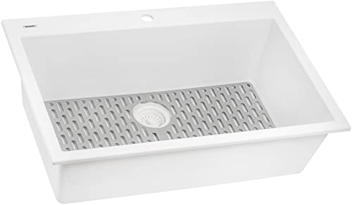 Ruvati 30 x 20 inch Drop-in Topmount Granite Composite Single Bowl Kitchen Sink epiGranite - Arctic White - RVG1030WH