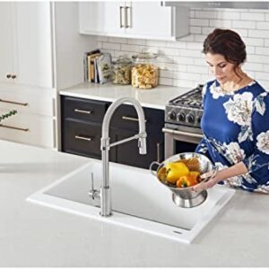 Ruvati 30 x 20 inch Drop-in Topmount Granite Composite Single Bowl Kitchen Sink epiGranite - Arctic White - RVG1030WH