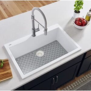 Ruvati 30 x 20 inch Drop-in Topmount Granite Composite Single Bowl Kitchen Sink epiGranite - Arctic White - RVG1030WH