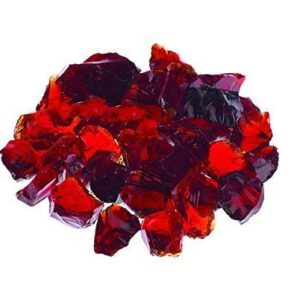 Ruby RED Premium Crushed Fire Glass Rock 10-Pound 1/2" - 3/4" inch - Tempered Glass for use in Fire Pit, Fire Place, Indoor & Outdoor Use