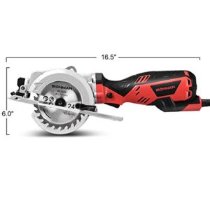 Goplus Circular Saw, 5.8 Amp 3500RPM Mini Circular Saw, Max Cutting Depth 1-11/16'' (90°), 1-1/8'' (45°) Compact Saw with 4-1/2'' 24T TCT Blade, Miter Function, Guide Rule and Dust Port