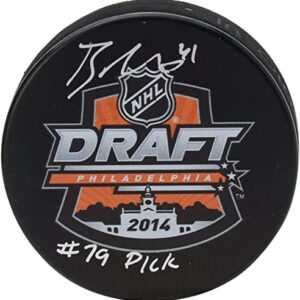 Brayden Point Tampa Bay Lightning Autographed 2014 NHL Draft Logo Hockey Puck with "#79 Pick" Inscription - Autographed NHL Pucks