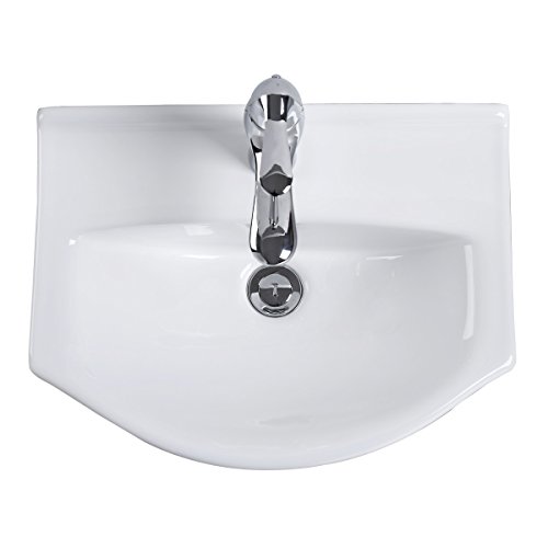 Renovators Supply Manufacturing Ridge 17 3/4" Small Wall Mounted Bathroom Sink White with Faucet Drain Towel Bar and Overflow