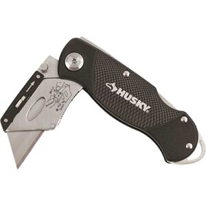 HUSKY Folding Utility Knife Lock Back/TESTURED Grip Color RED