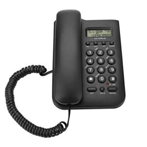 corded phone, desktop wall phone wired landline telephone support redial, fsk/dtmf incoming and caller ld display for home/hotel/office(black)