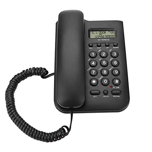 Corded Phone, Desktop Wall Phone Wired Landline Telephone Support Redial, FSK/DTMF Incoming and Caller lD Display for Home/Hotel/Office(Black)