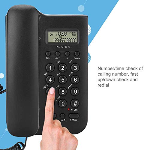 Corded Phone, Desktop Wall Phone Wired Landline Telephone Support Redial, FSK/DTMF Incoming and Caller lD Display for Home/Hotel/Office(Black)