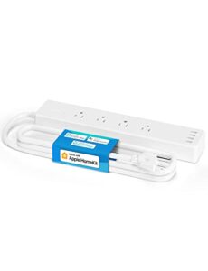 meross smart power strip compatible with apple homekit, siri, alexa, google home and smartthings, wifi surge protector with 4 ac outlets, 4 usb ports and 6ft extension cord, voice and remote control