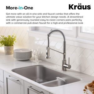 KRAUS KCA-1200 Ellis Kitchen Combo Set with 33-inch 16 Gauge Undermount Kitchen Sink and Bolden 18-inch Pull-Down Commercial Style Kitchen Faucet, Spot Free Stainless Steel Finish