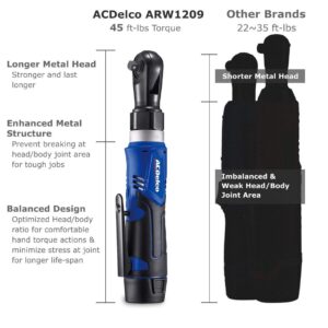 ACDelco ARW1209P G12 Series 12V Li-ion Cordless 3/8” 45 ft-lbs. Ratchet Wrench Tool Kit