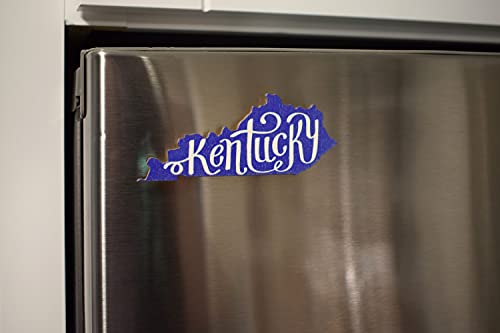 Kentucky Cutout Shape Magnet with Blue and White Kentucky Script