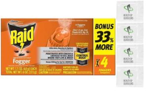 raid concentrated fogger 1.5 oz - 4 pack w/health and outdoors wipes