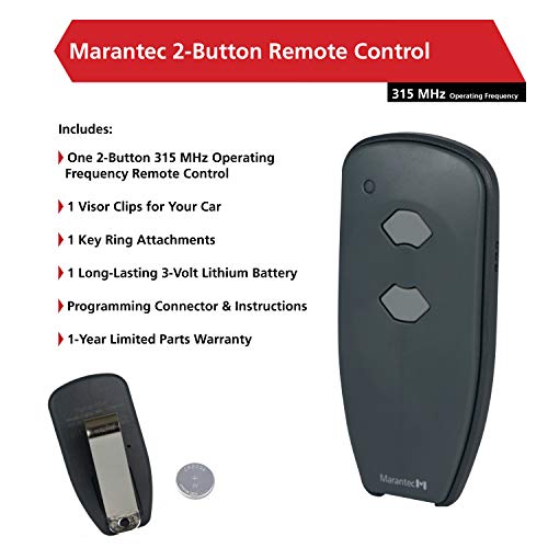 Marantec M3-2312 (315 MHz) 2-button Garage Door Opener Remote, Gray