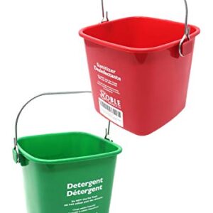 Noble Products KP97RDNBL/KP97GNNBL Square Pail for Cleaning, Detergent and Sanitizing, 3quart, Small, Red and Green, Set of 2