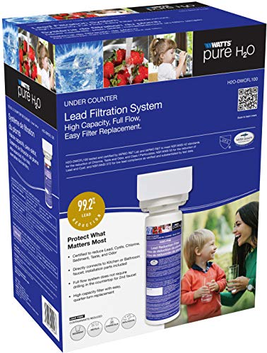 Watts Premier Pure H2O Full Flow, Under Sink Filtration System, 4,000 Gallon High Water Capacity, Reduces 99.2% Lead, White
