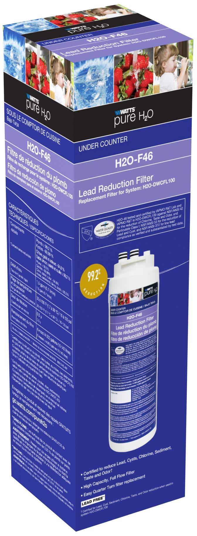 Watts Premier H2O-F46 Pure H2O Lead Reduction Water Filter Replacement, White, 1 pack