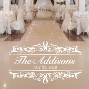 vintage wedding decorations, dance floor decal, personalized damask wall decor, 30 colors & several sizes