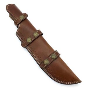 13.25" long custom handmade leather sheath for 8"—8.5" cutting blade knife