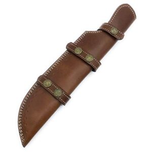 13.25" long custom handmade leather sheath for 8"—8.5" cutting blade knife