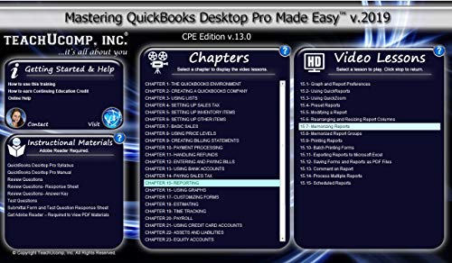 TEACHUCOMP DELUXE Video Training Tutorial Course for QuickBooks Desktop Pro 2019- Video Lessons, PDF Instruction Manual, Quick Reference Guide, Testing, Certificate of Completion