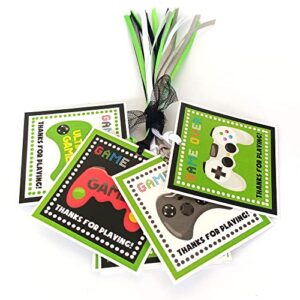 video games thank you favor tags by adore by nat - kids children goodie bags birthday party gift tags - set of 12