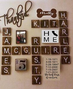 scrabble 4 x 4 tiles, wooden wall ready to hang tiles, wall decor, farmhouse style, scrabble pieces, personalized sign, wooden letters
