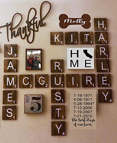 Scrabble 4 x 4 Tiles, Wooden Wall Ready to Hang Tiles, Wall Decor, Farmhouse Style, Scrabble Pieces, Personalized Sign, Wooden Letters