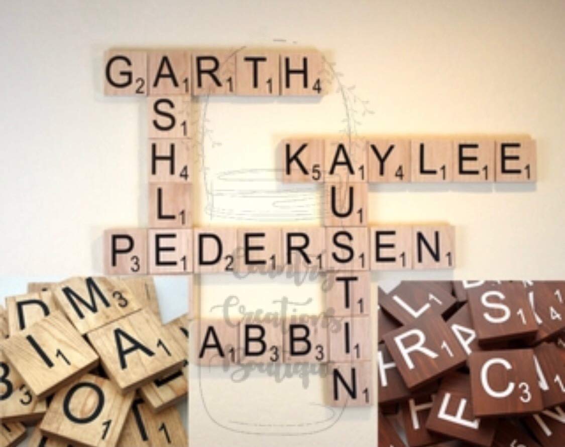 Scrabble 4 x 4 Tiles, Wooden Wall Ready to Hang Tiles, Wall Decor, Farmhouse Style, Scrabble Pieces, Personalized Sign, Wooden Letters