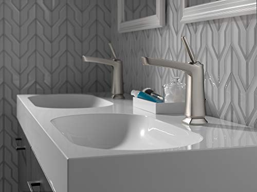 Delta Faucet Vesna Single Hole Bathroom Faucet Brushed Nickel, Single Handle, Drain Assembly, Worry-Free Drain Catch, SpotShield Brushed Nickel 15989LF-SP