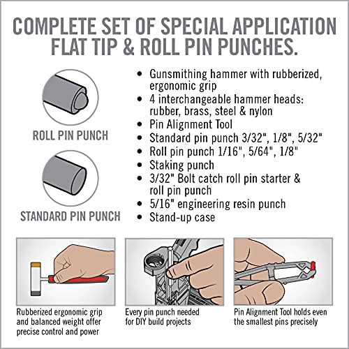 Real Avid ACCU PUNCH HAMMER AND MSR PIN PUNCH SET, Red, Non Marring Punch Pin Starter US