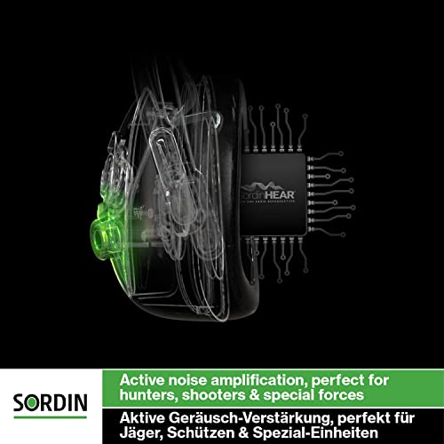 Sordin Supreme Pro-X Ear Defenders for Hunting & Shooting - Active & Electronic - Leather Band & Foam Kits - Green Ear Muffs