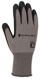 carhartt mens thermal wb waterproof breathable nitrile grip cold weather gloves, grey, large us