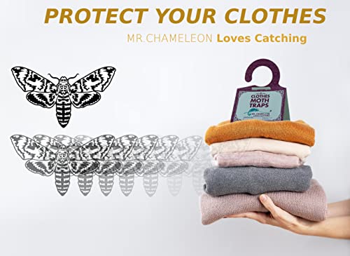 Mr.Chameleon Moth Traps for Clothes - 50% Stickier Glue for Ultimate Effectiveness - 7 Pack Moth Traps - Non-Toxic Clothing Moth Traps with Pheromones Prime in Your Kitchen - Odor-Free & Natural