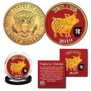 2019 chinese new year of the pig 24k gold plated jfk kennedy half dollar us coin