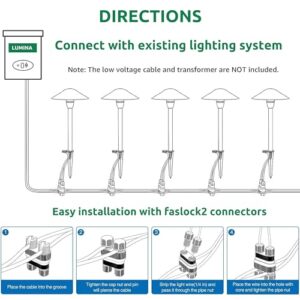 Lumina Lighting® 3W Landscape Path Lights - Low Voltage Cast-Aluminum Outdoor Pathway Light and Area Light 3000K - 12V Waterproof - G4 LED 3W Lighting for Yard Garden Pathway (Black, (8-Pack))