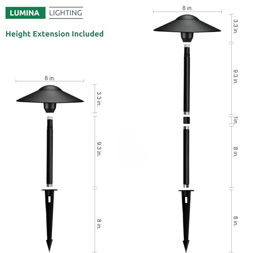 Lumina Lighting® 3W Landscape Path Lights - Low Voltage Cast-Aluminum Outdoor Pathway Light and Area Light 3000K - 12V Waterproof - G4 LED 3W Lighting for Yard Garden Pathway (Black, (8-Pack))