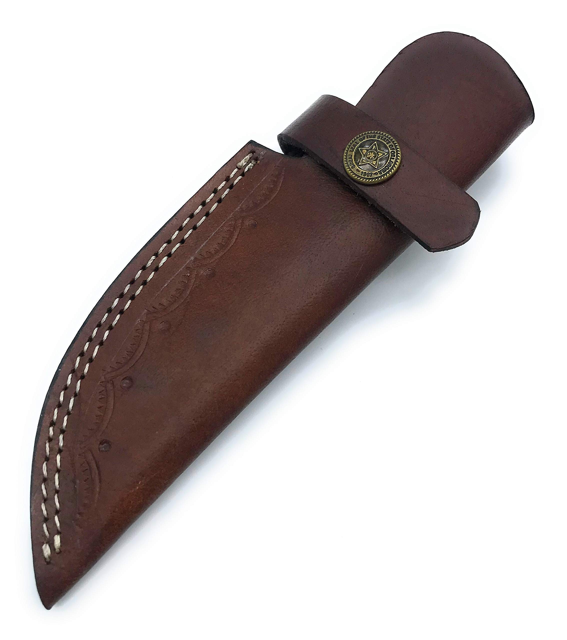 7" long custom handmade leather sheath for 4" cutting blade knife