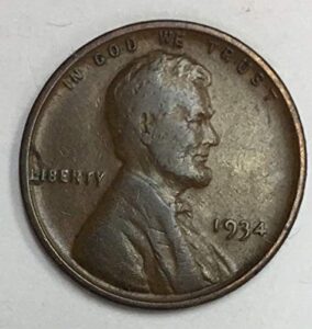 1934 p lincoln wheat penny average circulated good to fine