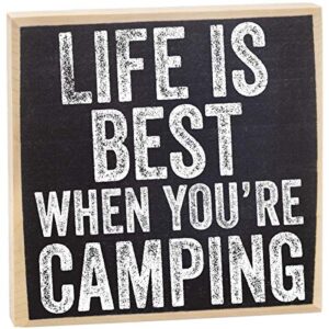 decor wooden sign - life is best when you're camping - rustic wooden sign - little signs with sayings - camping signs, camper decorations for inside, great rv decor and camping signs gift for campers