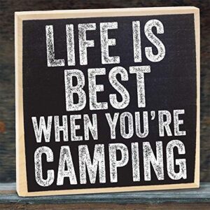 Decor Wooden Sign - Life is Best When You're Camping - Rustic Wooden Sign - Little Signs with Sayings - Camping Signs, Camper Decorations for Inside, Great RV Decor and Camping Signs Gift for Campers