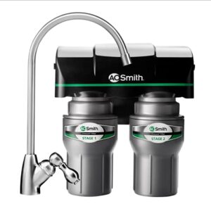 ao smith 2-stage under sink clean water faucet filter - carbon block drinking water filtration system - ao-us-200