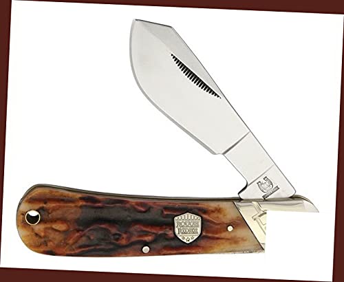 Rough Rider Folding Pocket Knife Cotton Sampler Brown Stag Bone Razor Sharp Carbon Sharp Blade RR1727