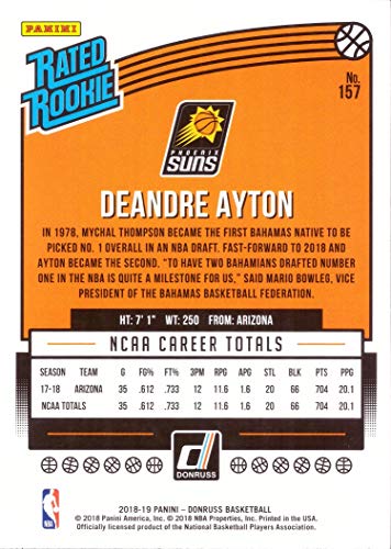 2018-19 Panini Donruss Basketball #157 Deandre Ayton Rookie Card - Rated Rookie