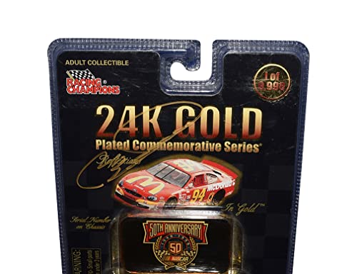 AUTOGRAPHED 1998 Bill Elliott #94 McDonald's Racing GOLD PLATED (50th Anniversary) Vintage Signed Racing Champions 1/64 Scale NASCAR Diecast with COA