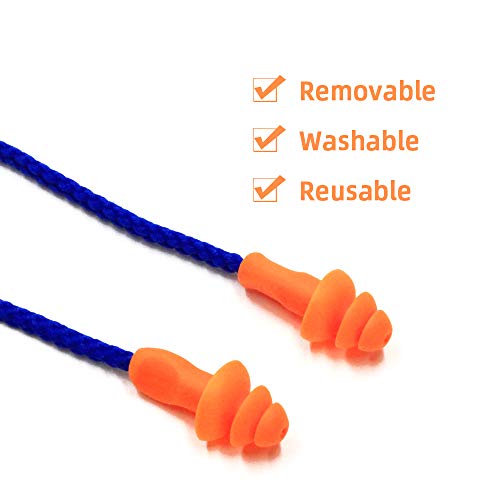 Quality Reusable Earplugs 100 Pair - 25dB Corded Silicone Ear Plugs for Shooting Noise Reduction Construction Work - Motorcycle Ear Plugs with String Hunting Ear Protection Range Hearing Protection